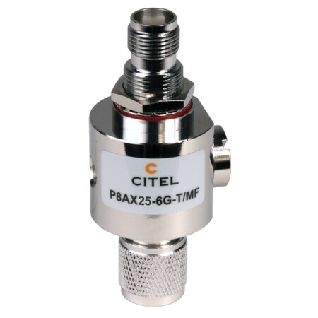 Citel Outdoor RF Protector, Dc-6.9 Ghz, Dc Pass, 90W, Imax 20Ka, M-F Tnc Connector P8AX25-6G-T/MF